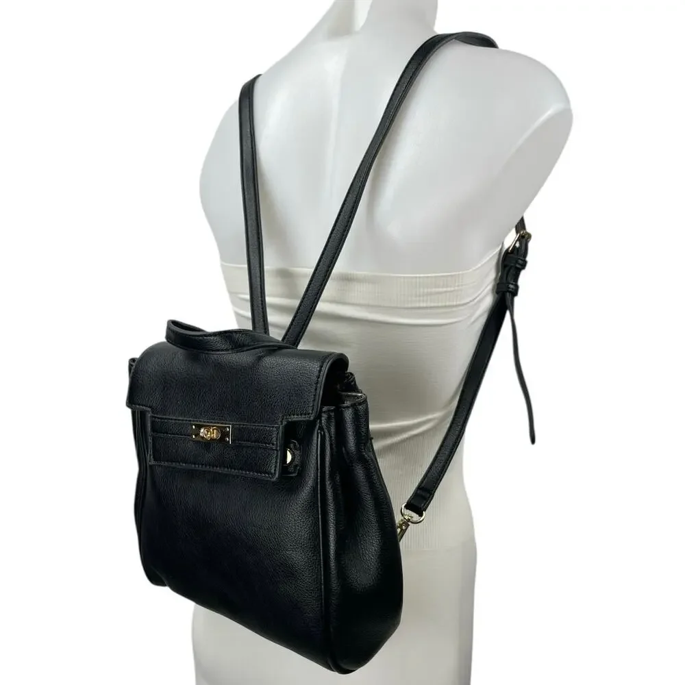 Urban Expressions Black Pebble Faux Leather Vegan Kelly-style Backpack One Size